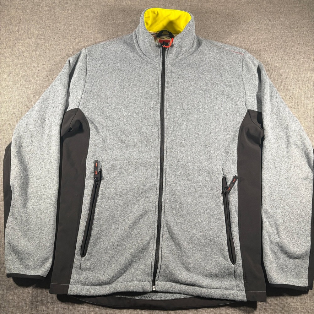 Puma Full Zip Fleece Jacket Mens Large Grey Black Mock Neck Activewear